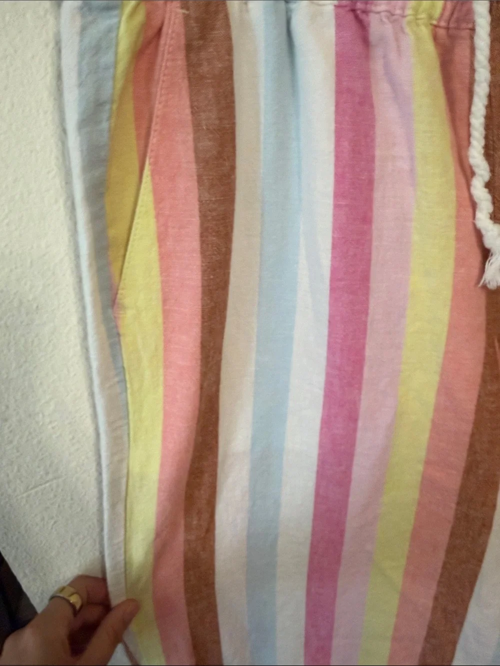 J. Crew LINEN blend Pastel Multi-Striped Wide-Leg Drawstring Pants